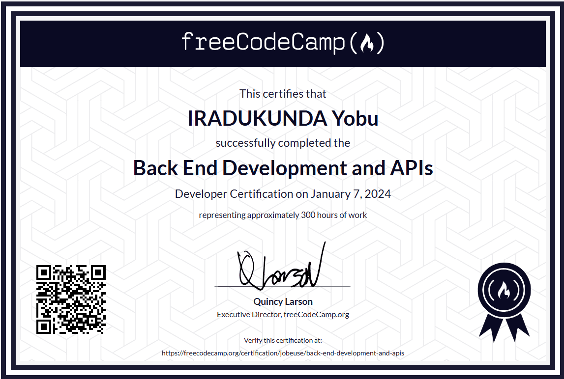 Back End Development and APIs — freeCodeCamp